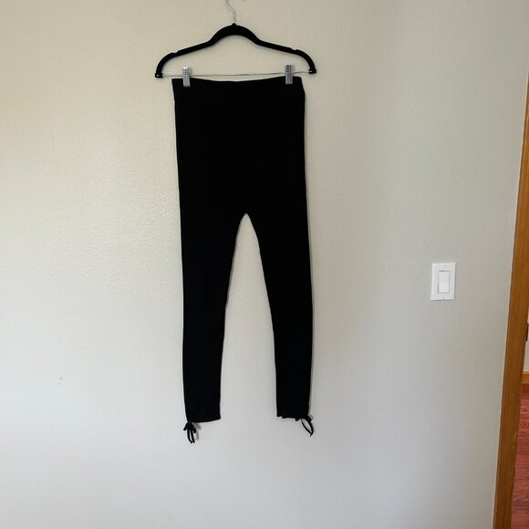 BLACK VERY  HIGH WAIST,  WARM LEGGINGS WITH BOWS ON ANKLES     SIZE XL - Picture 6 of 7